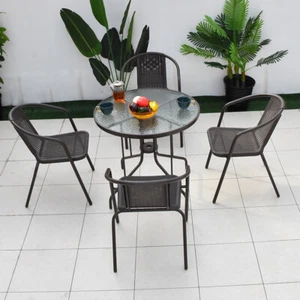 Garden Bistro Patio Furniture Set Folding Table and Chairs Outdoor Indoor Rattan - Picture 1 of 37