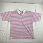 Vintage Puma Polo Shirt Adult Medium Pink Stripes Collar Shirt Sports 80s 90s