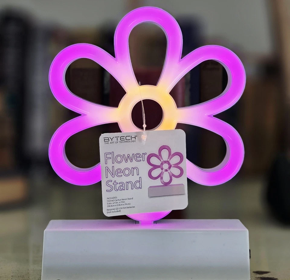 Bytech Flower Neon Stand Battery Operated (AA Included) Neon Light New With Tags - Image 1 of 4