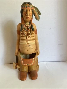 Vintage Indianer/Indianer PFLANZGEFÄSS Sittre Keramik Kaktus Halter Häuptling F. Gesicht - Bild 1 von 10