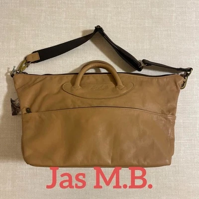 Jas M.B. Bolsa de mão Small Wings Traveler bolsa de ombro couro bege USADA em perfeito estado! - Imagem 1 de 4