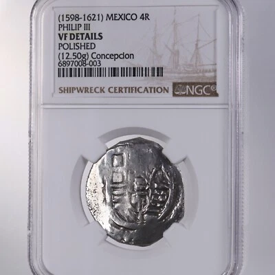 Concepcion Shipwreck 1598-1621 Mexico 4R 12.5g NGC Certified - Image 1 of 4