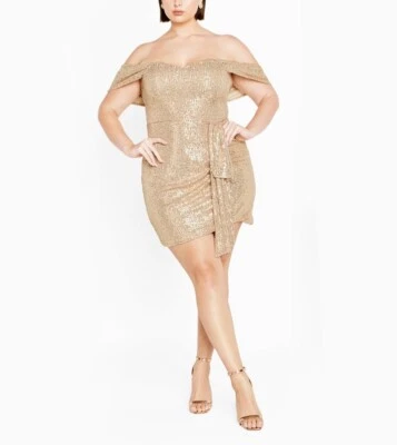 CITY CHIC Liana Sequin Dress in Bronze Plus Size Large/20 NWT [RRP $149.95] - image 1 of 4