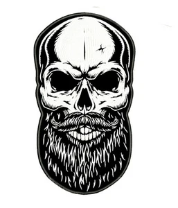Bartschädel Totenkopf Rückenpatch Aufnäher B17cm x H30cm Edel bestickt - Bild 1 von 4