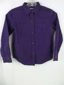 Roper Western Rodeo Snap Dark Purple Long Sleeve Girls Small 6 6X EUC - Picture 1 of 4