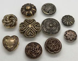 Vintage Lot of 10 Gold Tone Brass Tone Single Button Covers 80s 90s Style - Picture 1 of 15