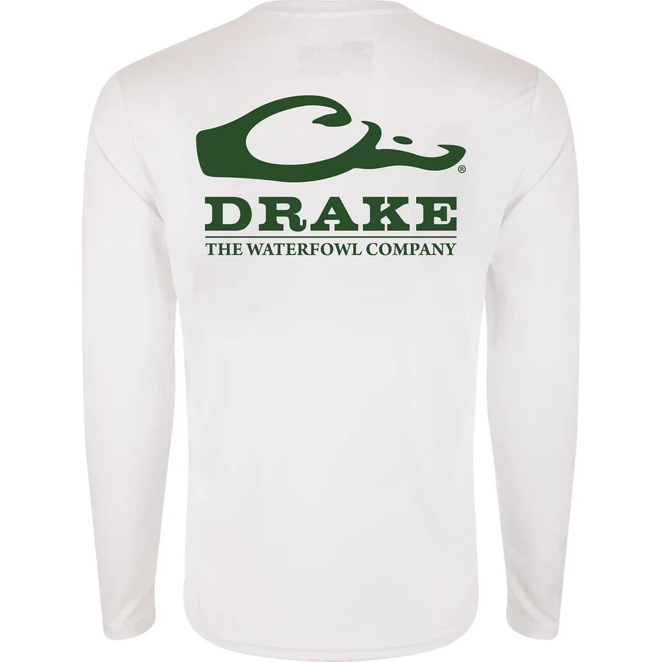 DRAKE Icon LS Crew Logo Shirt Bright White DS9551 New - Image 1 of 1