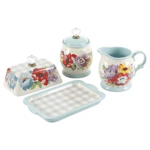 The Pioneer Woman Sweet Romance Butter Dish + Cream and Sugar Set - Picture 1 of 12