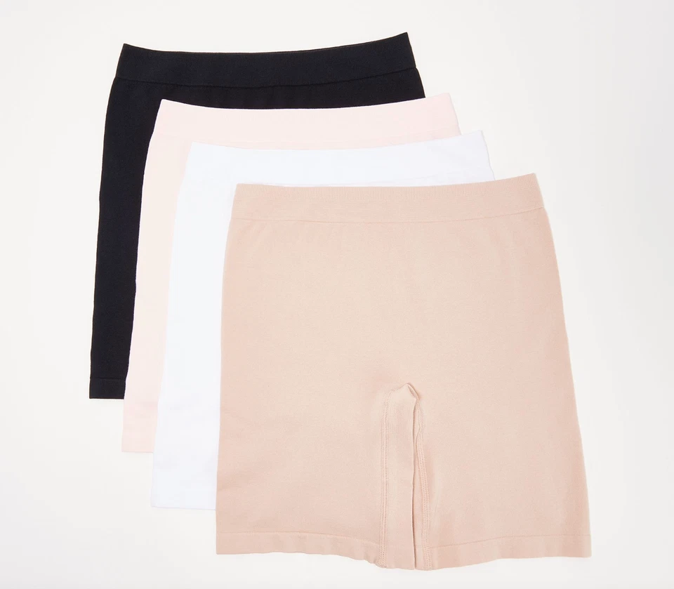 Conjunto de 4 bragas Breezies para mujer de algodón de línea larga paquete básico liso 1X talla grande Foto 1 de 1