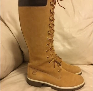 Timberland Womens 14" Long Wheat Color Leather Boots Size 8.5M - Picture 1 of 11