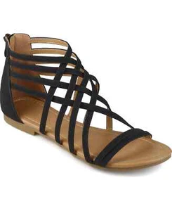 Sandalias de gladiador para mujer Journee Collection Hanni negras imitación nobuck talla 6 anchas - Imagen 1 de 4