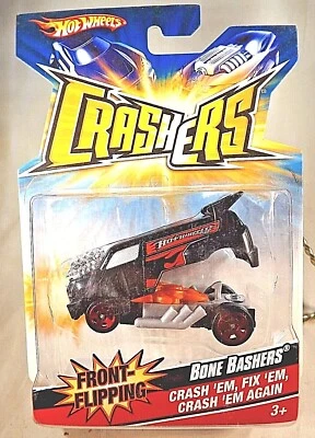2007 Hot Wheels Crashers Front Flipping BONE BASHERS Black w/Red 5 Spoke Wheels - Image 1 of 4