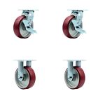 6 Inch SS Poly on Aluminum Caster Set with 2 Brakes/Swivel Lock 2 Rigid SCC