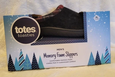 Zapatillas de hombre Totes Toasties espuma viscoelástica negras a cuadros extra grandes 11-12 nuevas Foto 1 de 4