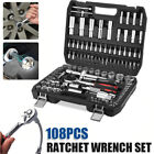 108PCS Mechanics Tool Set Kit 6-Point Socket Ratchet Wrench Repair Tool Set Case