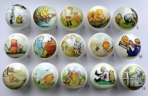 WINNIE THE POOH! Price is per Knob Choice of 15 Designs Hand Crafted Wood Knobs - Picture 1 of 3