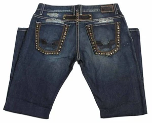 New Mens Robins Jeans D5210 Leather Stitched W/Rivets Wings Medium Wash Jeans - Picture 1 of 2