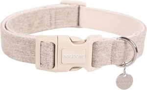 Collar de perro DOGWONG algodón cáñamo, collar de perro caqui de alta resistencia ajustable suave - Imagen 1 de 6