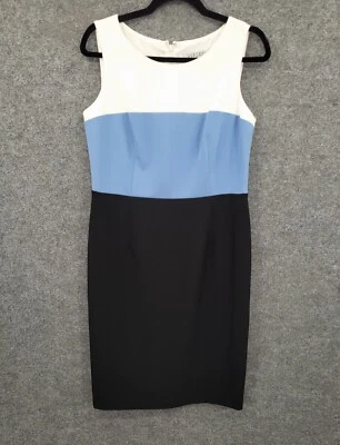 Vestido Kasper Shift Mujer 6 Sin Mangas Forrado Dardos Midi Azul Colorblock Foto 1 de 4