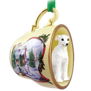 Whippet Christmas Teacup Ornament White - Picture 1 of 1