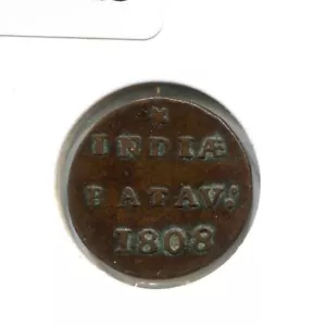1808 BATAVIA VOC 1/2 DUIT NETHERLANDS INDIES NYC COLONIAL PENNY #VOC2123.10U - Picture 1 of 3