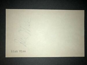 1964 PHILLIES: Rick Wise, SIGNED 3x5 Card