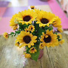 Head Artificial Sunflower Silk Fake Flowers Bouquet Wedding Floral Home Decor♡