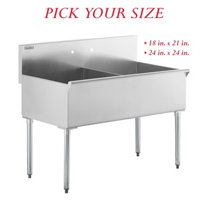 CHOOSE Steelton 16-Gauge Stainless Steel Two Compartment Commercial Utility Sink