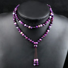 Natural 8Mm Crystal Quartz 108 Beads Mantra Mala Tassel Necklace Yoga Jewelry