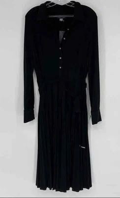 Tommy Hilfiger Womens Black Long Sleeve Belted Fit & Flare Dress Size 12 - Image 1 of 4