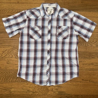 Coastal Men's Casual Shirt Pearl Snap Button, Cotton Blend, Western Plaid XXL - Image 1 of 4