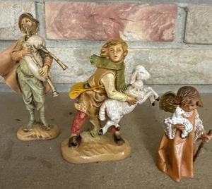 3 Stück Depose Fontanini kleiner Hirtenengel Aaron Schäfer Josiah Dudelsack Italien - Bild 1 von 8
