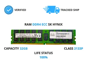 32GB RAM DDR4 ECC FOR SERVER 2133MHZ SK HYNIX HMA84GR7MFR4N-UH PC4-2133P TESTED - Photo 1/1
