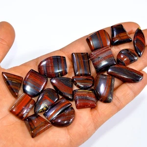 19 Pcs 382 Cts Natural Iron Tiger Eye Cabochon Gemstone Lot 24x18 20x10mm #3188 - Picture 1 of 4