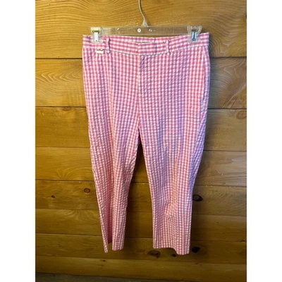 Ralph Lauren Lauren Active Pink Gingham Checkered Pants Size 10 Cottagecore Chic - Image 1 of 4