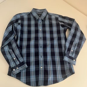 Brooks Brothers Youth Shirt Navy Black Plaid Button Down Non-Iron Cotton Medium - Picture 1 of 5