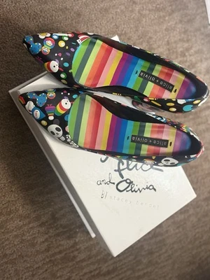 Alice + Olivia Friends With You Demetra Print Leather Pumps Pointed Toe Size38.5 - Image 1 of 4