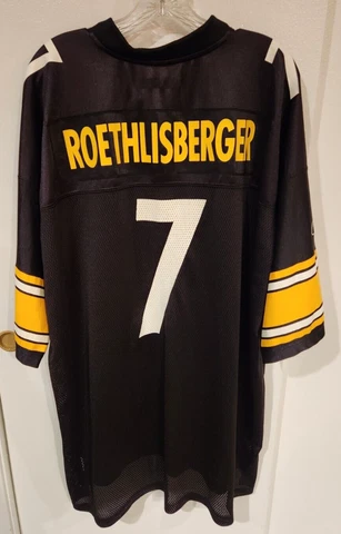 Reebok NFL Pittsburgh Steelers Ben Roethlisberger #7 Black Jersey Men's 2XL Cover
