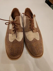 Mens 24890-288 Stacy Adams Tan Cream Suede Wingtip Derby Oxfords 7.5 M - Picture 1 of 5