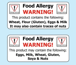 Food Allergy & Allergen Advice / Alert Warning Stickers - A Choice Of Quantities - Picture 1 of 11