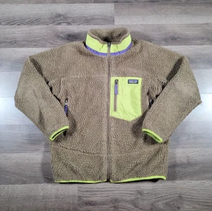 Vintage Patagonia Retro X Deep Pile Fleece Jacket Boys Medium Beige Full Zip - Picture 1 of 17