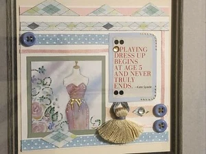 VESTIDO DE JUEGO: Tarjeta de arte hecha a mano inspirada en Kate Spade, enmarañada, enmarcada con vidrio - Imagen 1 de 8