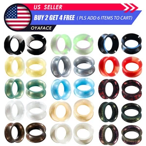 2pcs Silicone Tunnels Flexible Ear Gauge Expander Plugs Double Flared Stretching - Picture 1 of 25