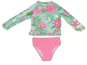 Little me Tropical 2 piece long sleeve rashguard UPF 50 New - Picture 1 of 3