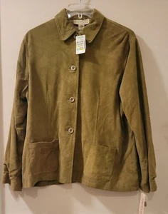 Green Suede Jacket XL NWT Jones New York Country Artichoke Vtg SteinMart Blazer - Picture 1 of 7