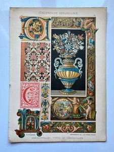 Italian Renaissance Manuscript Painting Weaving chromolithograph 1889 Dolmetsch - Picture 1 of 6