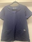 Figs Technical Inala Top Nurses Women's Small Scrubs Blue Pockets Medical