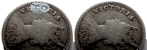 Britisch Indien 2 Annas 1896, Mint-Fehler / Mint Error, Silber - Picture 1 of 8