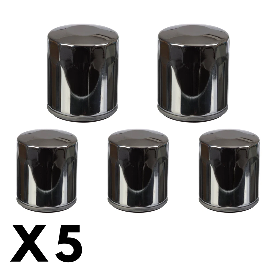 Paquete de 5 filtros de aceite cromados blancos para Harley FLSTS Heritage Springer 2000 Foto 1 de 1