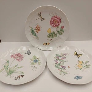 Lenox Butterfly Meadow Dinner Plates x3 Dragonfly Swallowtail Eastern - Picture 1 of 9